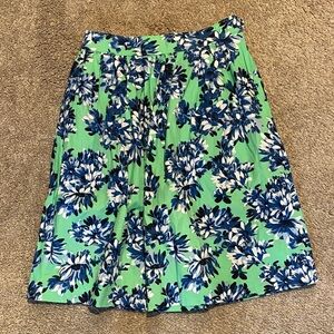 J. Crew Mint Green A-Line Skirt with Blue Floral Print
